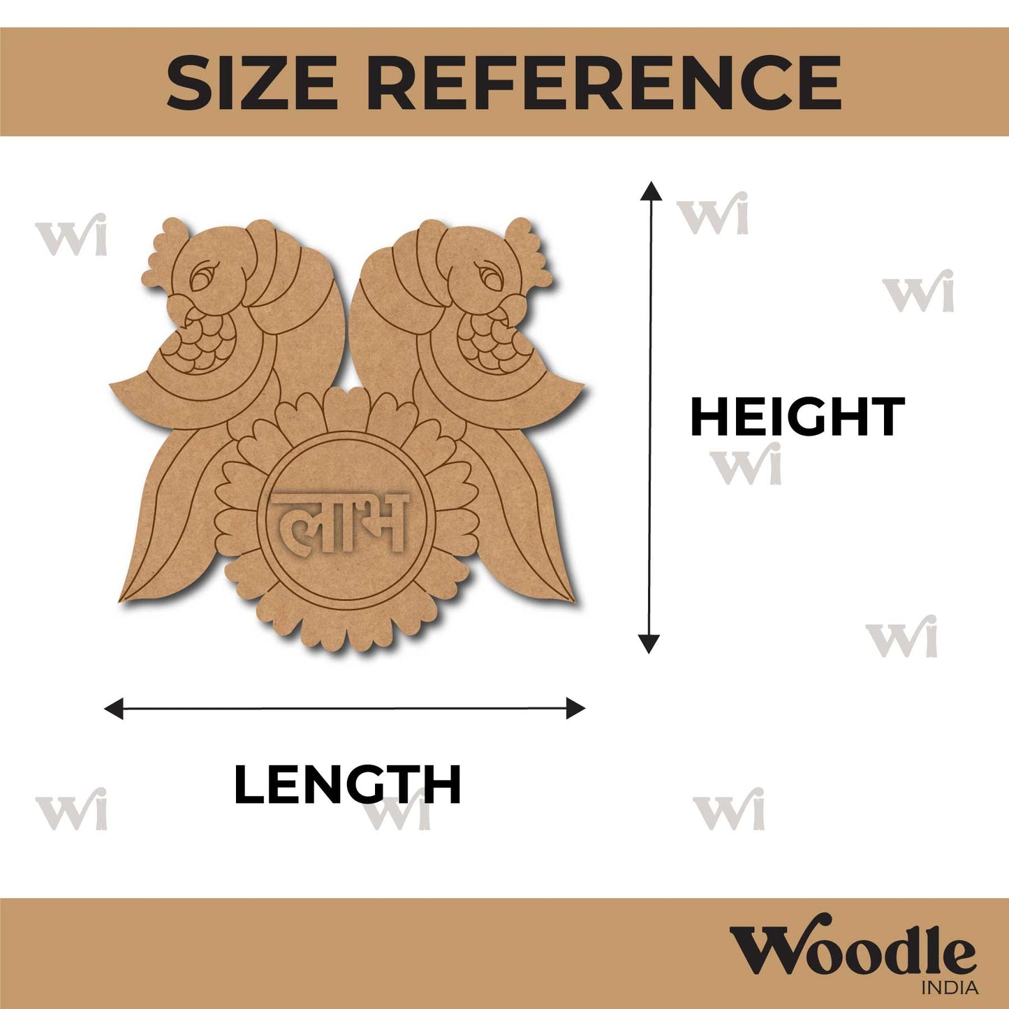 Parrots Shubh Labh Pre Marked Base MDF Design 1
