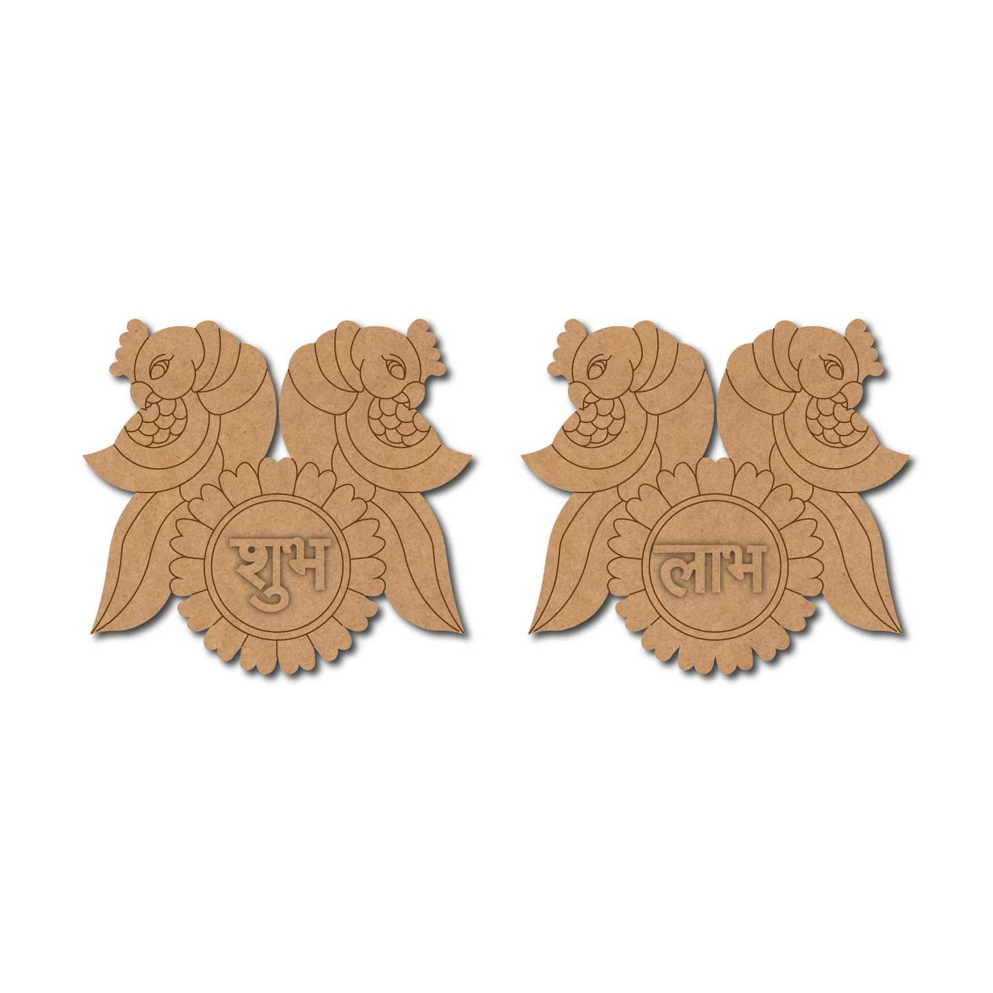 Parrots Shubh Labh Pre Marked Base MDF Design 1