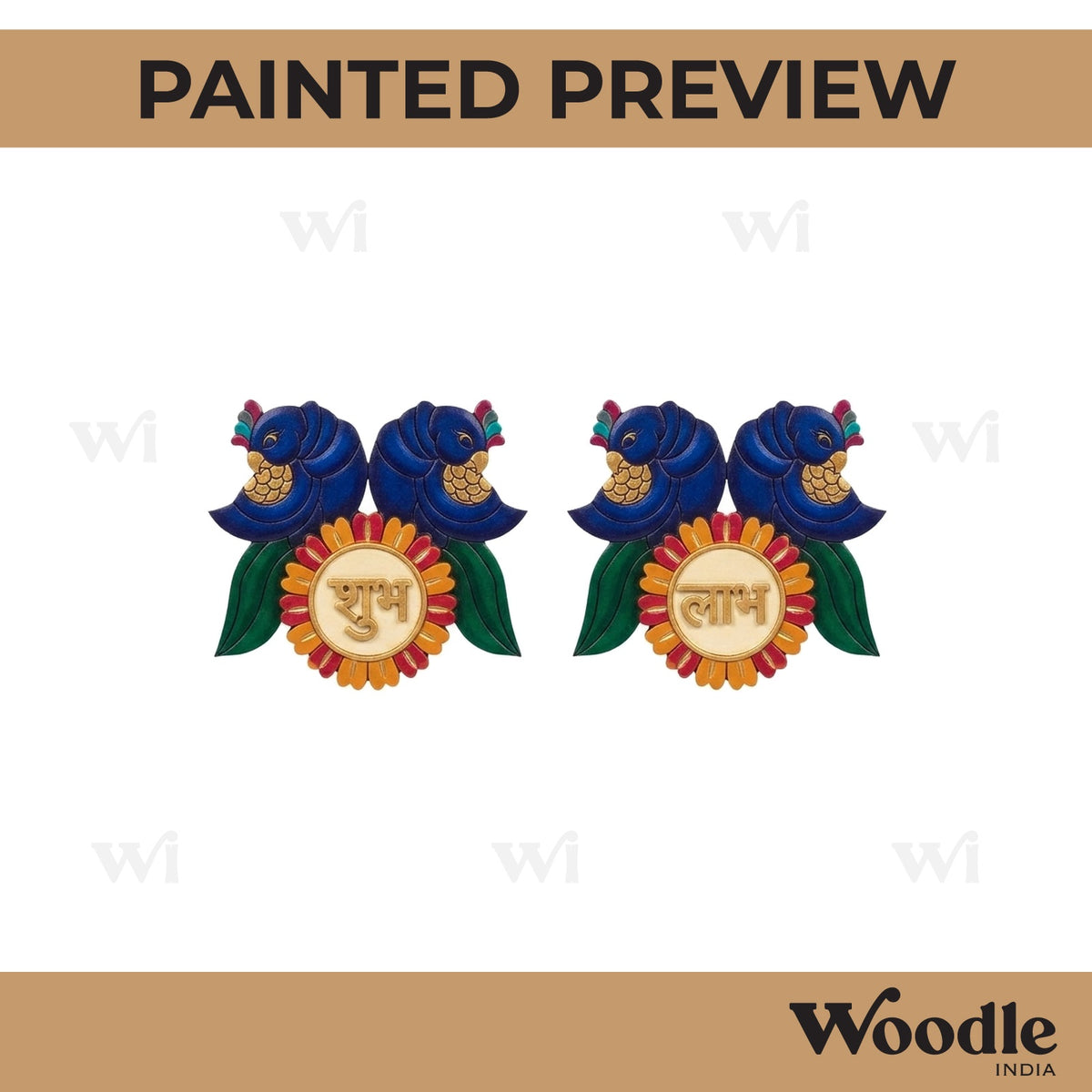 Parrots Shubh Labh Pre Marked Base MDF Design 1