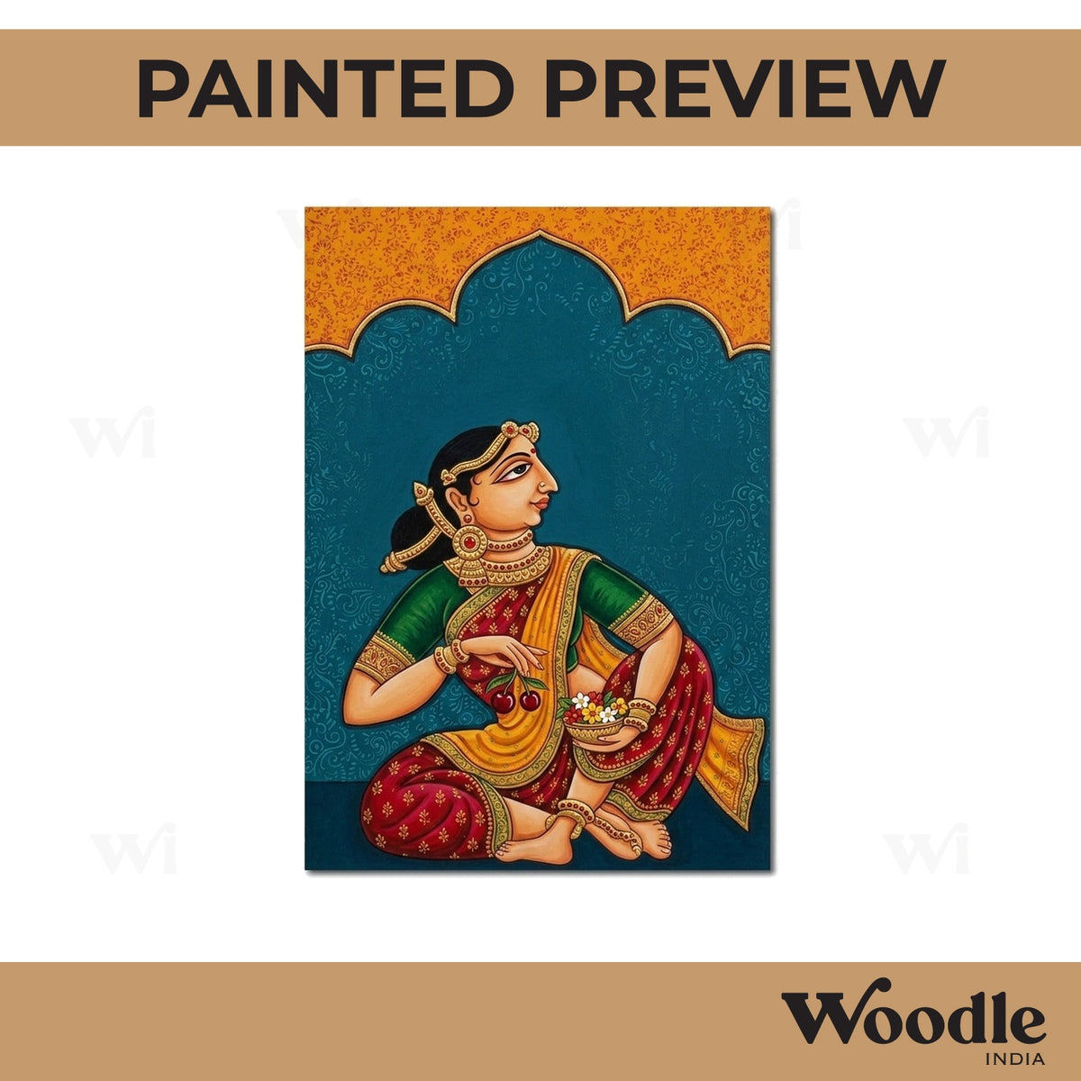 Pattachitra Lady Pre Marked Base MDF Design 1
