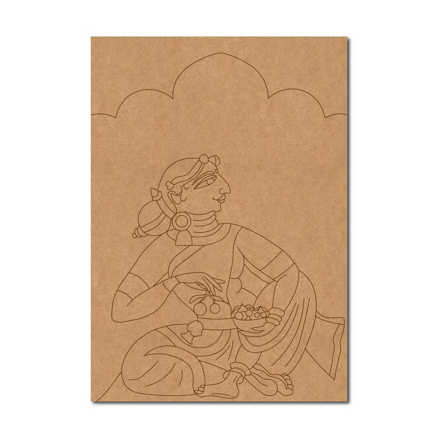 Pattachitra Lady Pre Marked Base MDF Design 1