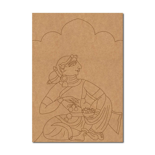 Pattachitra Lady Pre Marked Base MDF Design 1
