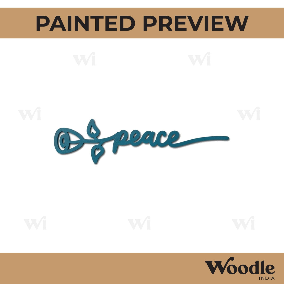 Peace Text Flower Cutout MDF Design 1