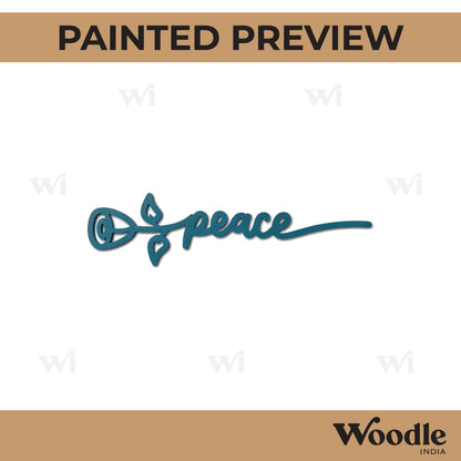 Peace Text Flower Cutout MDF Design 1