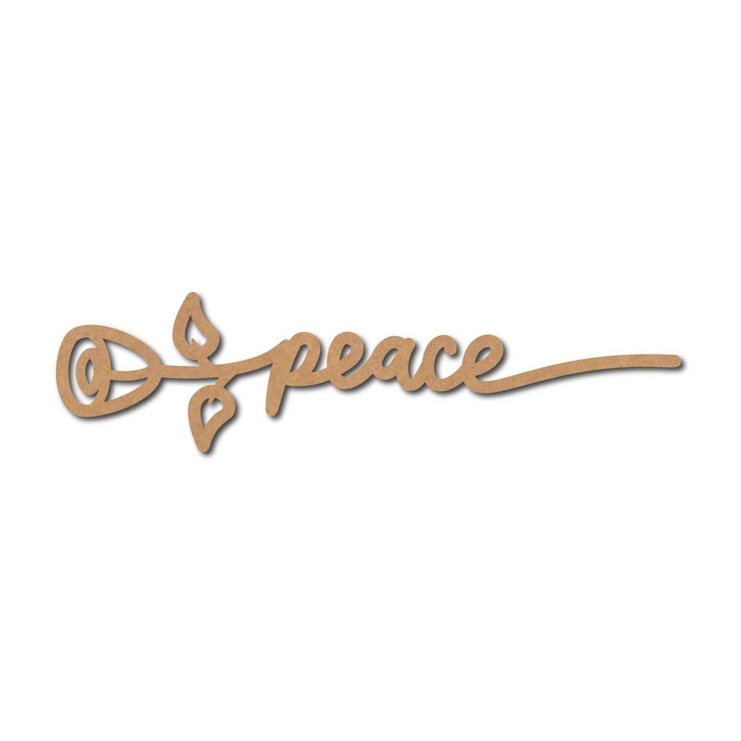 Peace Text Flower Cutout MDF Design 1