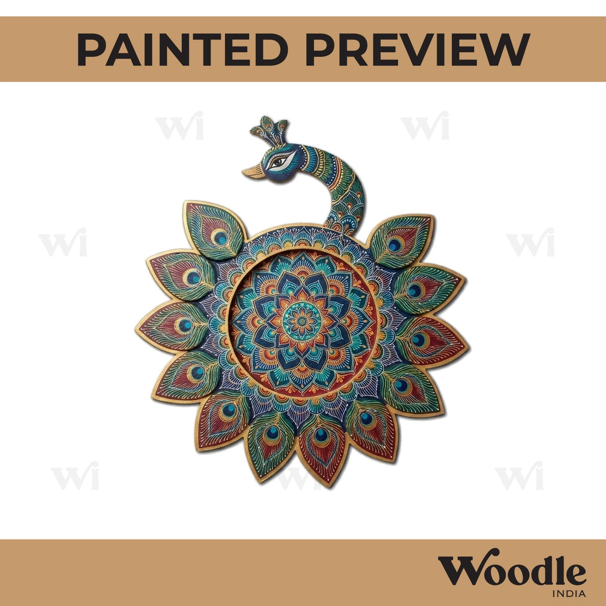 Peacock Diya Tealight Holder MDF Design 1