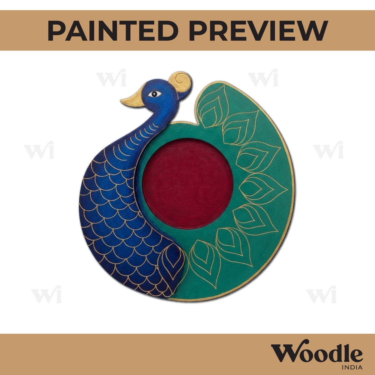 Peacock Diya Tealight Holder Pre Marked MDF Design 4