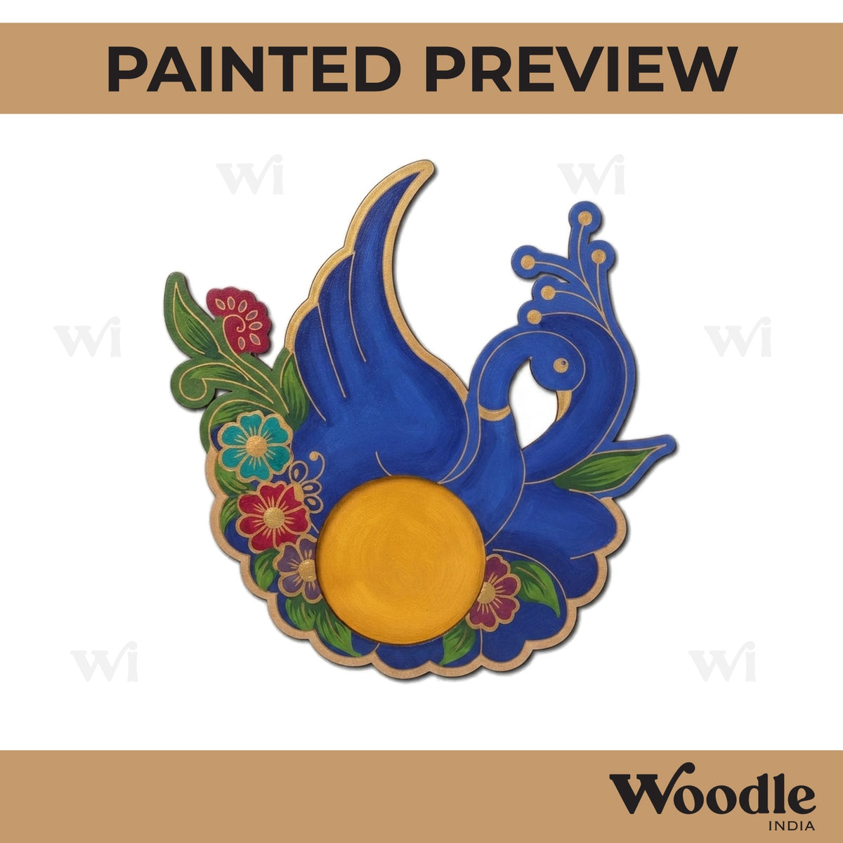 Peacock Diya Tealight Holder Pre Marked MDF Design 5
