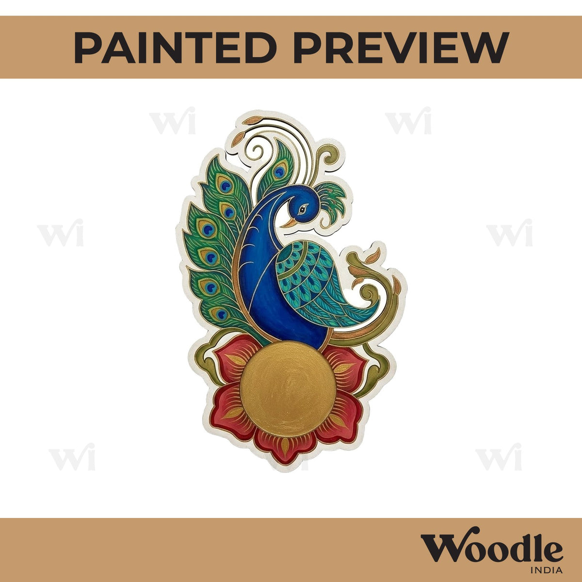 Peacock Diya Tealight Holder Pre Marked MDF Design 6