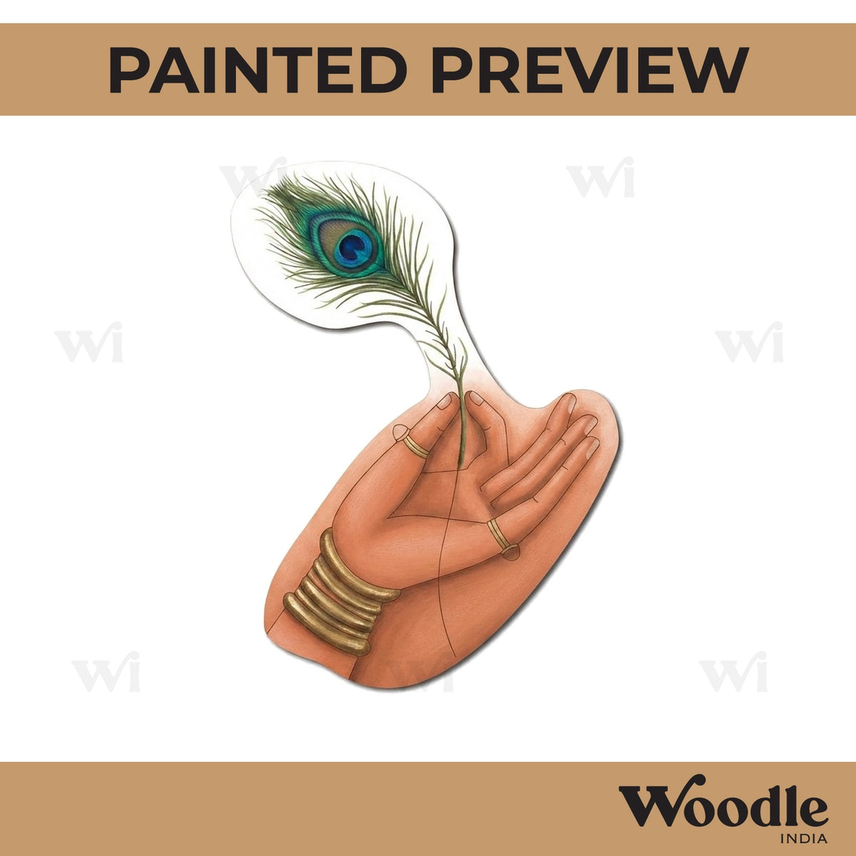 Peacock Feather Krishna Pre Marked MDF Design 1