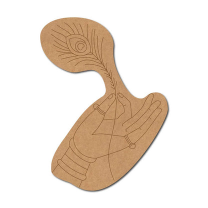 Peacock Feather Krishna Pre Marked MDF Design 1