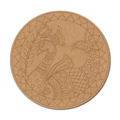Peacock Fish Mandala Pre Marked Round MDF Design 1