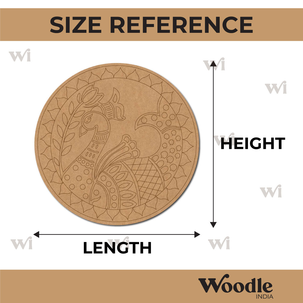 Peacock Fish Mandala Pre Marked Round MDF Design 1