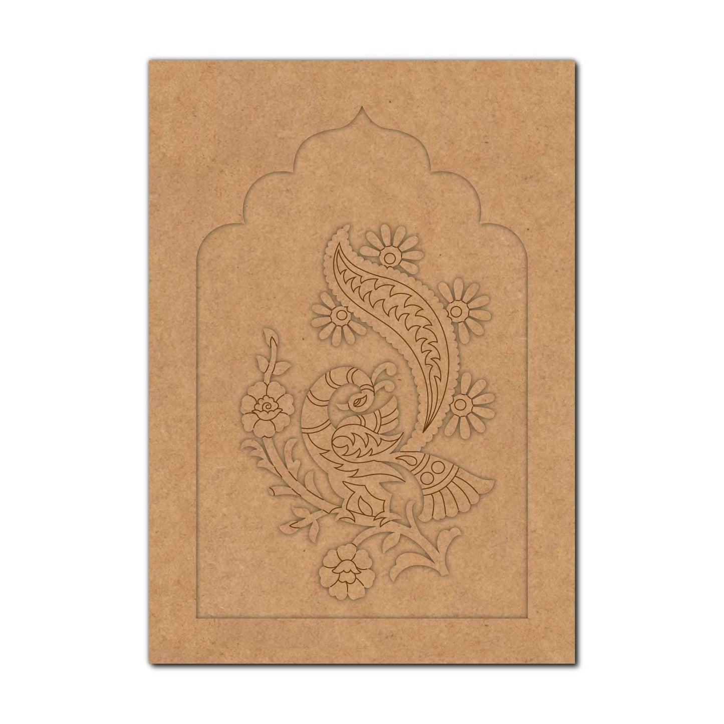 Peacock Floral Jharokha Pre Marked MDF Design 1