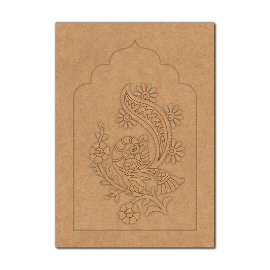 Peacock Floral Jharokha Pre Marked MDF Design 1