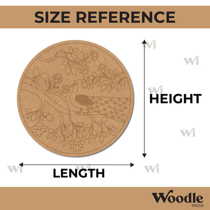 Peacock Floral Pre Marked Round MDF Design 1
