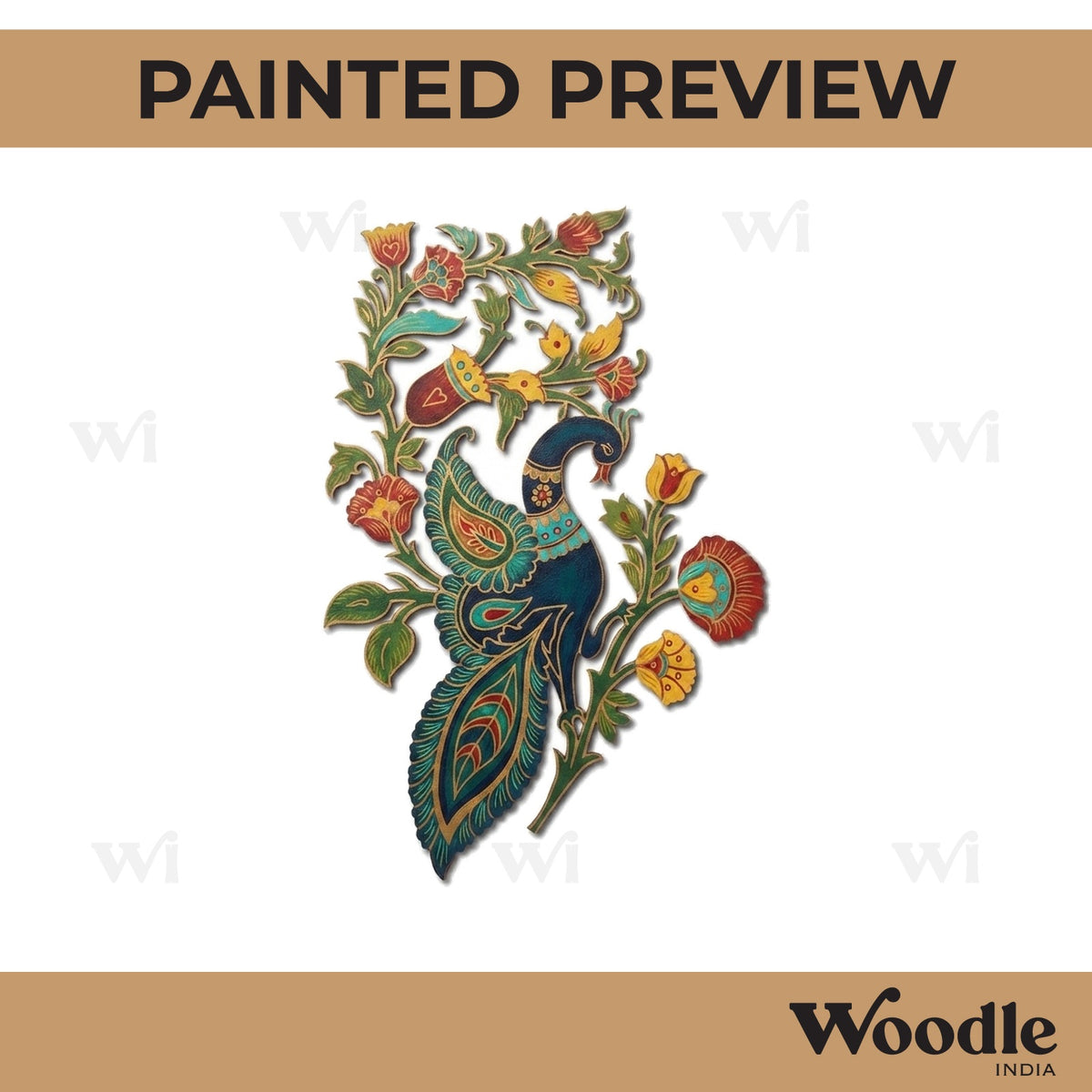 Peacock Flower Motif Pre Marked MDF Design 1