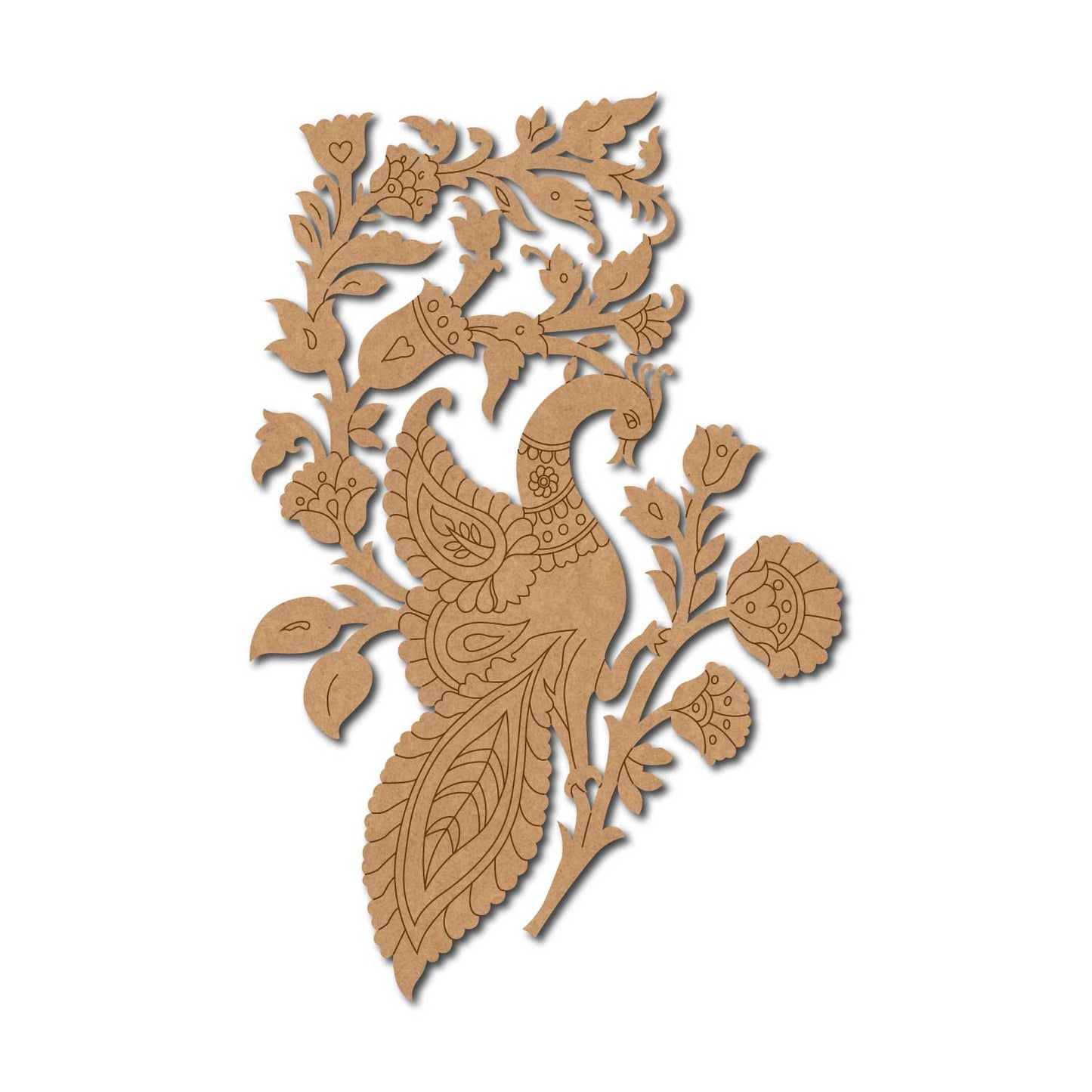 Peacock Flower Motif Pre Marked MDF Design 1