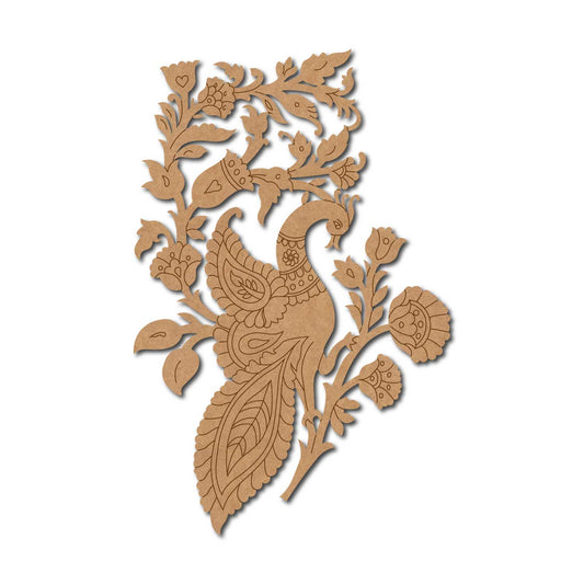 Peacock Flower Motif Pre Marked MDF Design 1