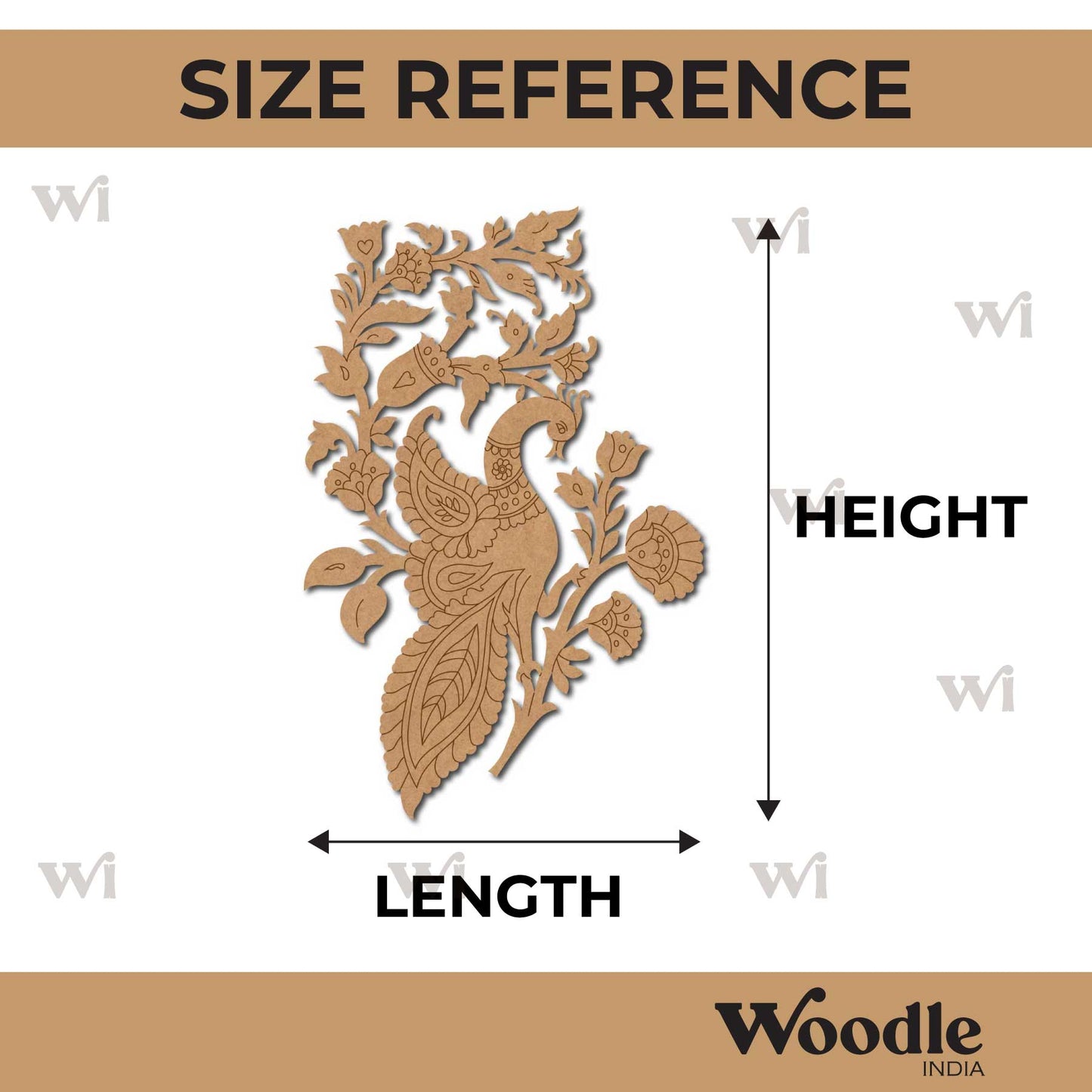 Peacock Flower Motif Pre Marked MDF Design 1