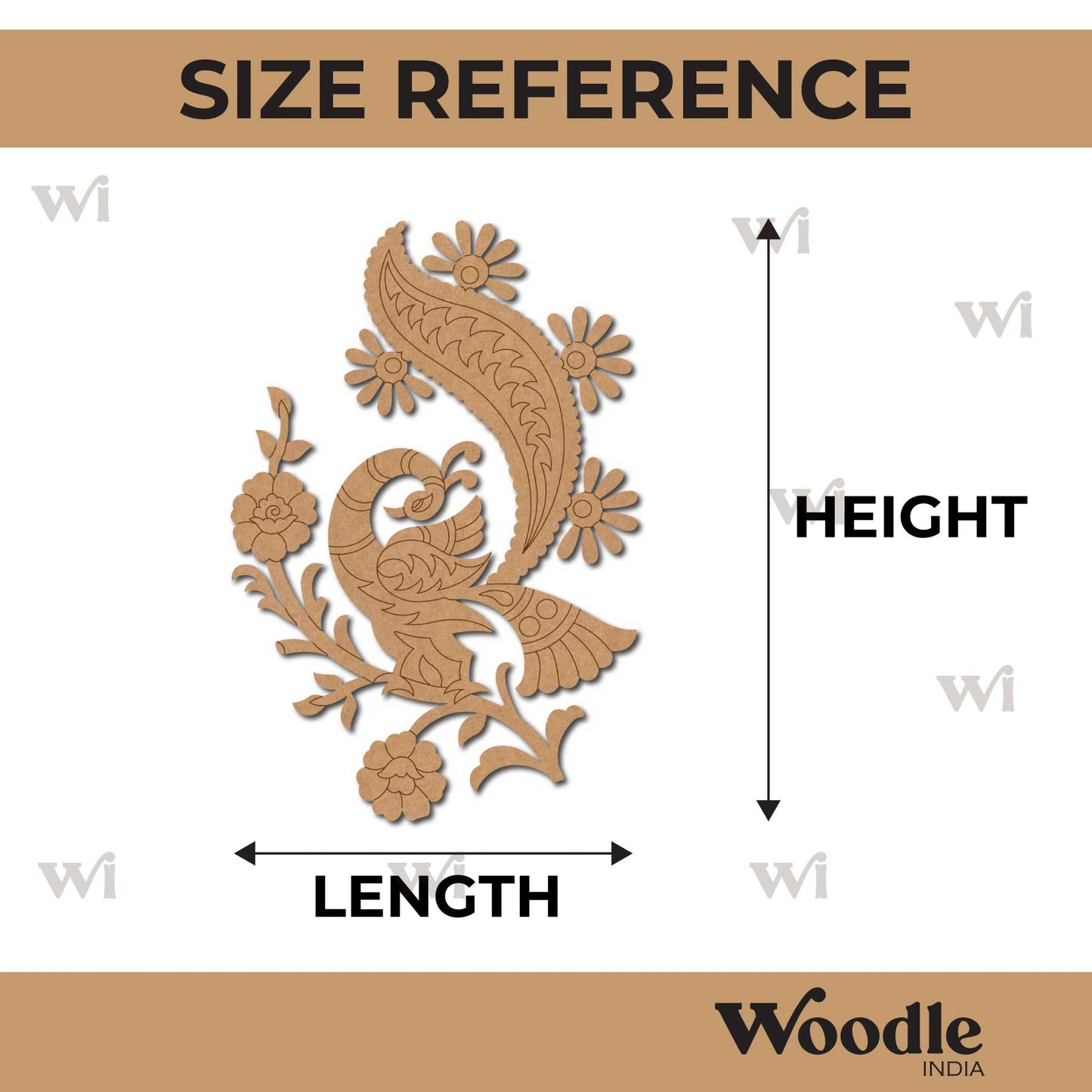 Peacock Flower Motif Pre Marked MDF Design 2