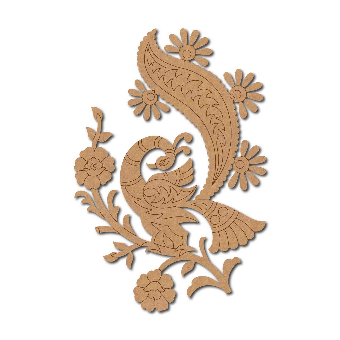 Peacock Flower Motif Pre Marked MDF Design 2