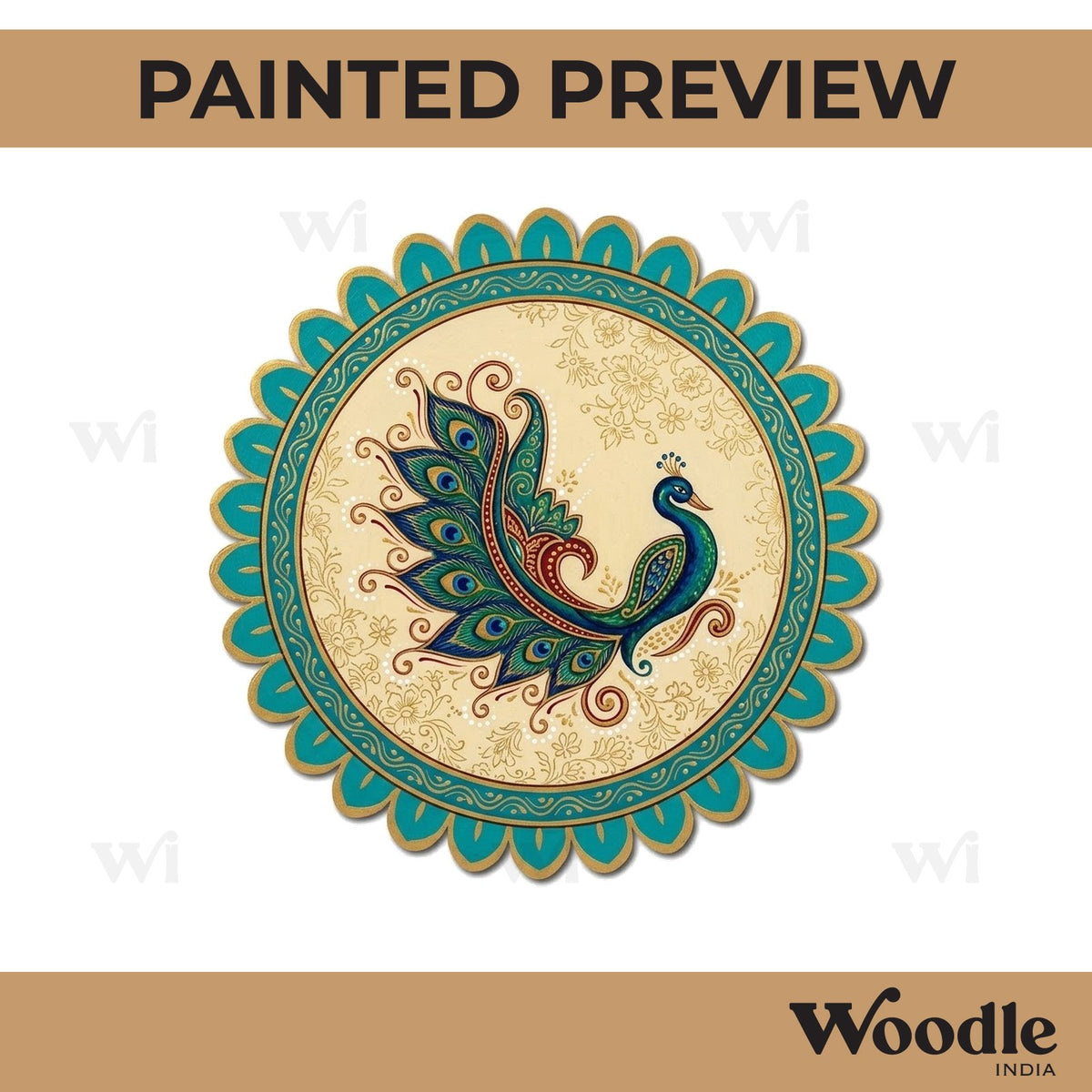 Peacock Flower Pre Marked MDF Design 1