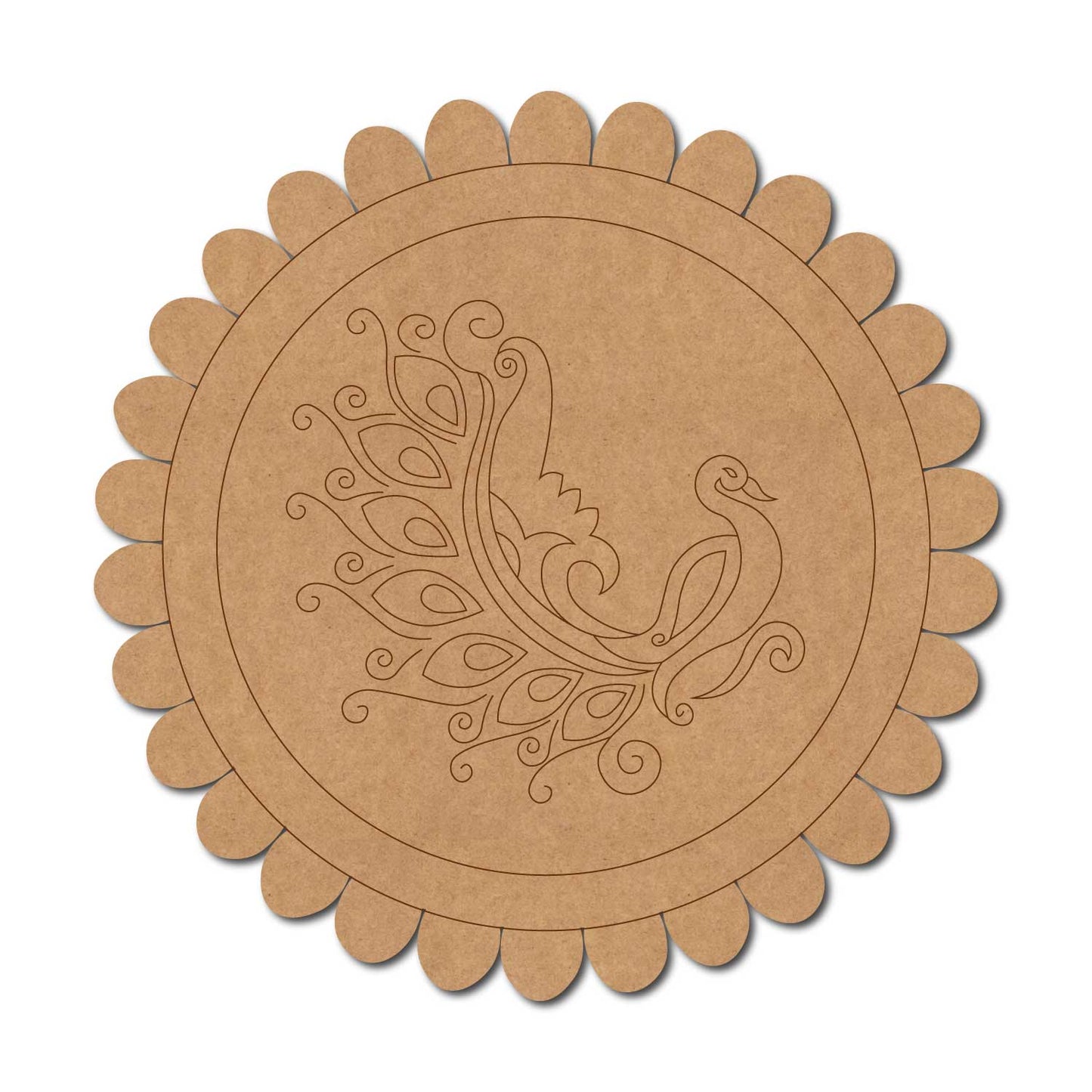 Peacock Flower Pre Marked MDF Design 1