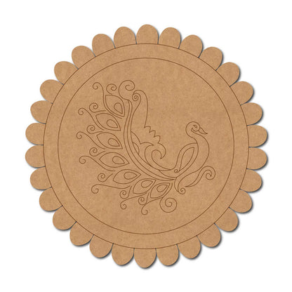 Peacock Flower Pre Marked MDF Design 1