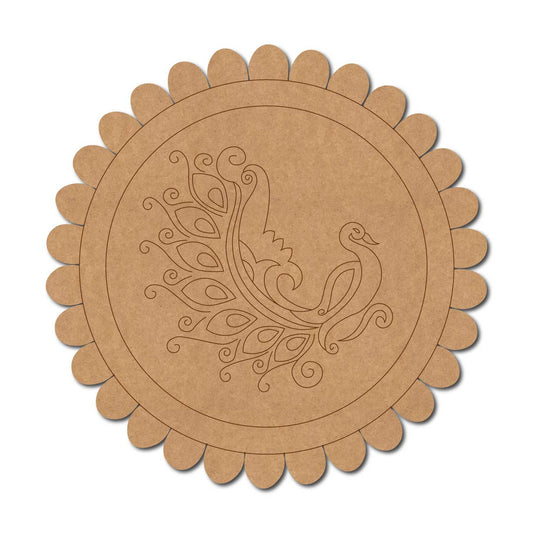 Peacock Flower Pre Marked MDF Design 1
