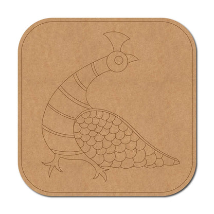 Peacock Gond Art Pre Marked Base MDF Design 1