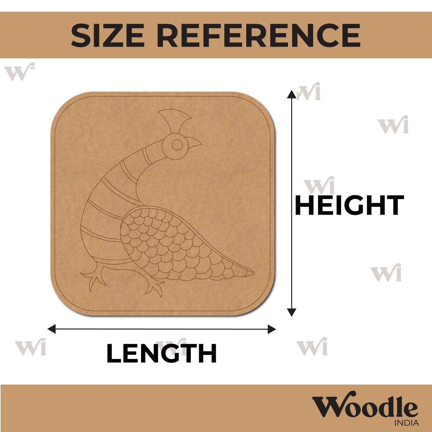 Peacock Gond Art Pre Marked Base MDF Design 1