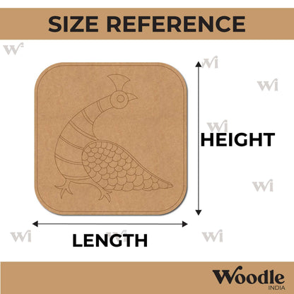 Peacock Gond Art Pre Marked Base MDF Design 1