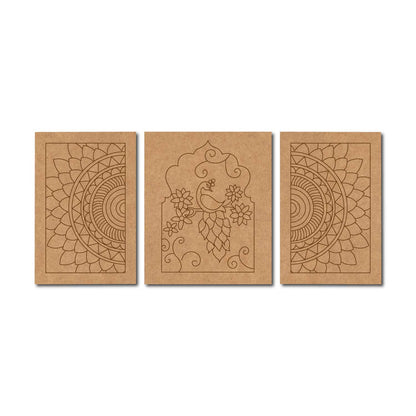 Peacock Jharokha Mandala Set Pre Marked MDF Design 1