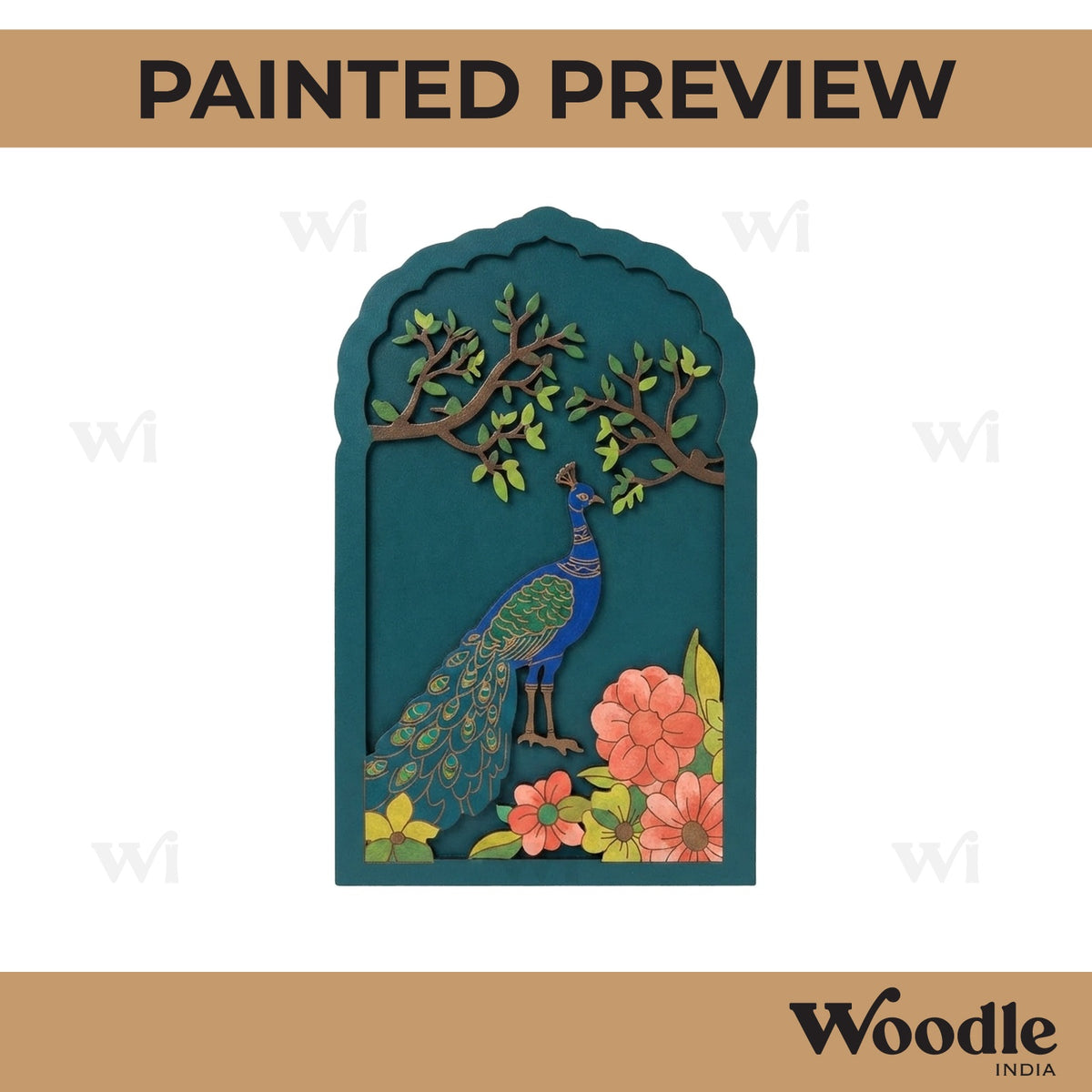 Peacock Jharokha Pre Marked MDF Design 4