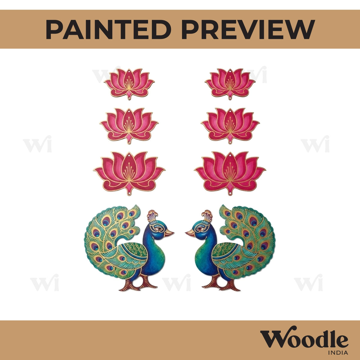 Peacock Lotus Hanging Set Pre Marked MDF Design 1