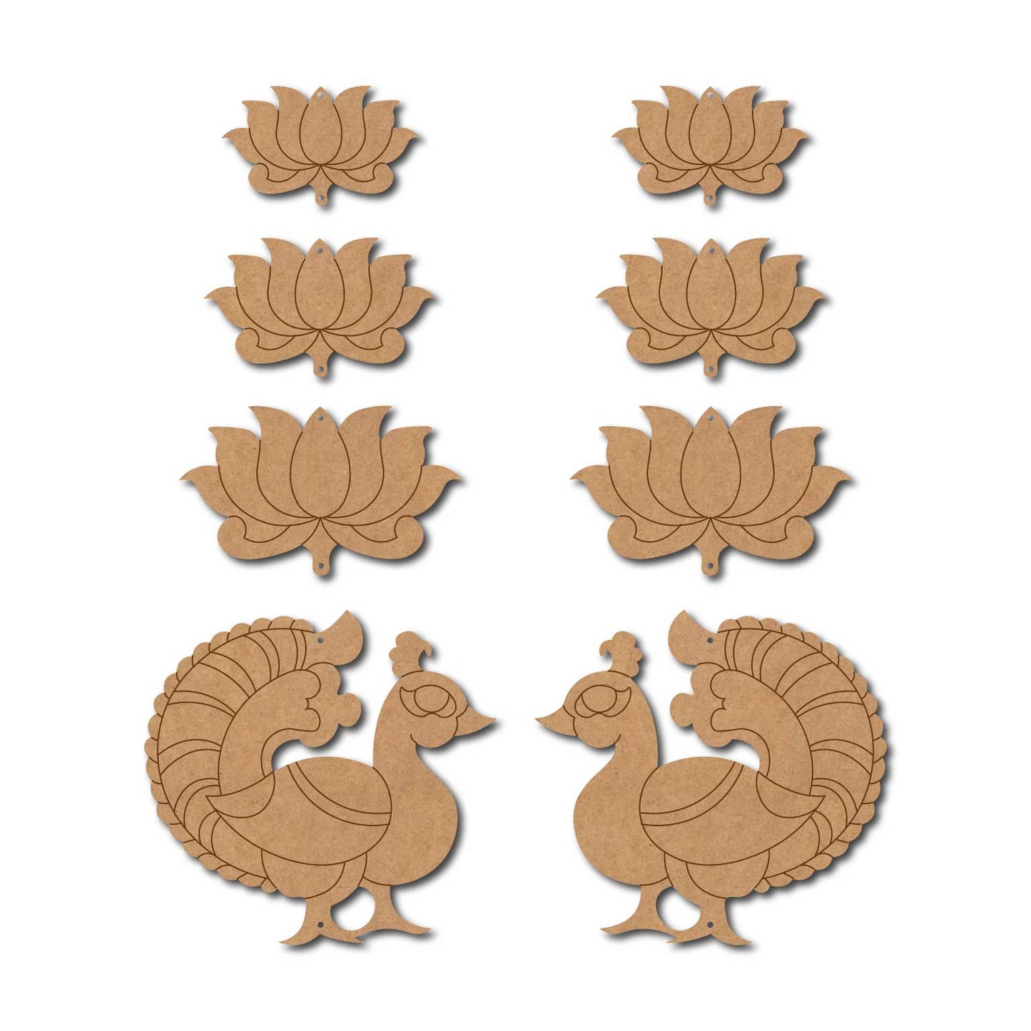 Peacock Lotus Hanging Set Pre Marked MDF Design 1