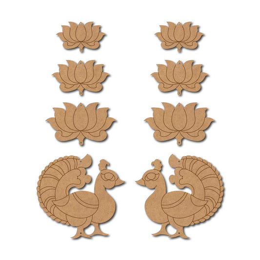 Peacock Lotus Hanging Set Pre Marked MDF Design 1