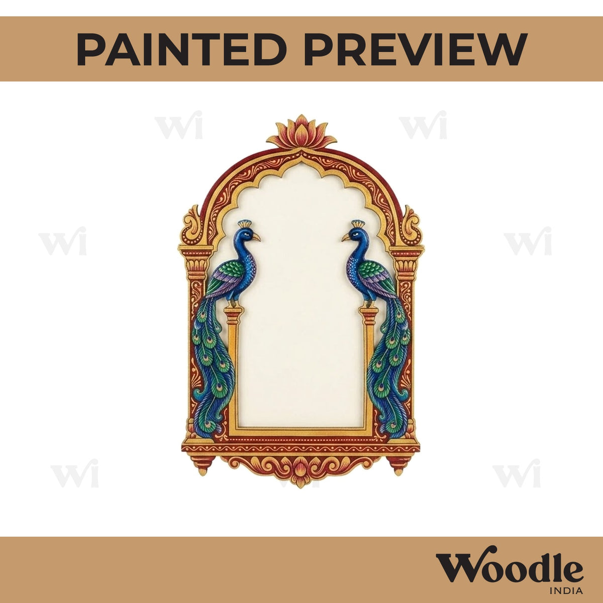 Peacock Lotus Jharokha Window Pre Marked MDF Design 1