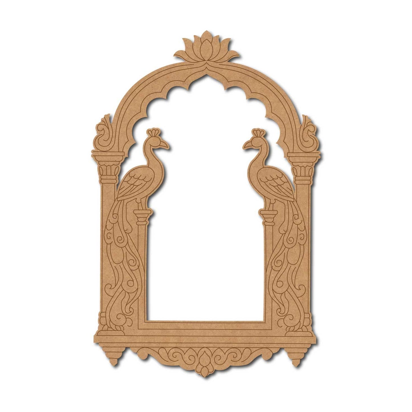Peacock Lotus Jharokha Window Pre Marked MDF Design 1