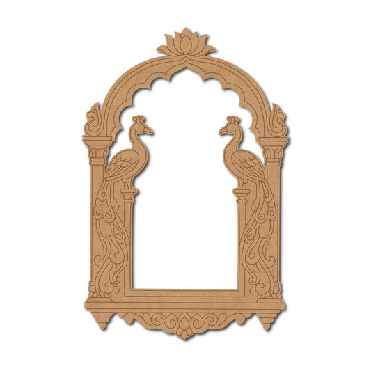 Peacock Lotus Jharokha Window Pre Marked MDF Design 1