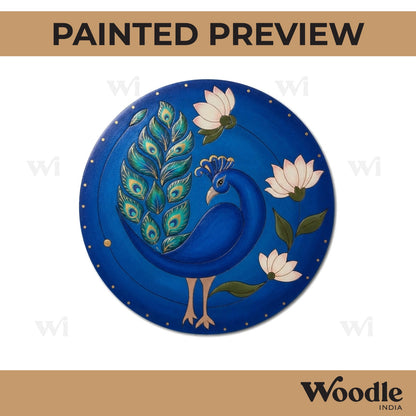 Peacock Lotus Pre Marked Round MDF Design 1