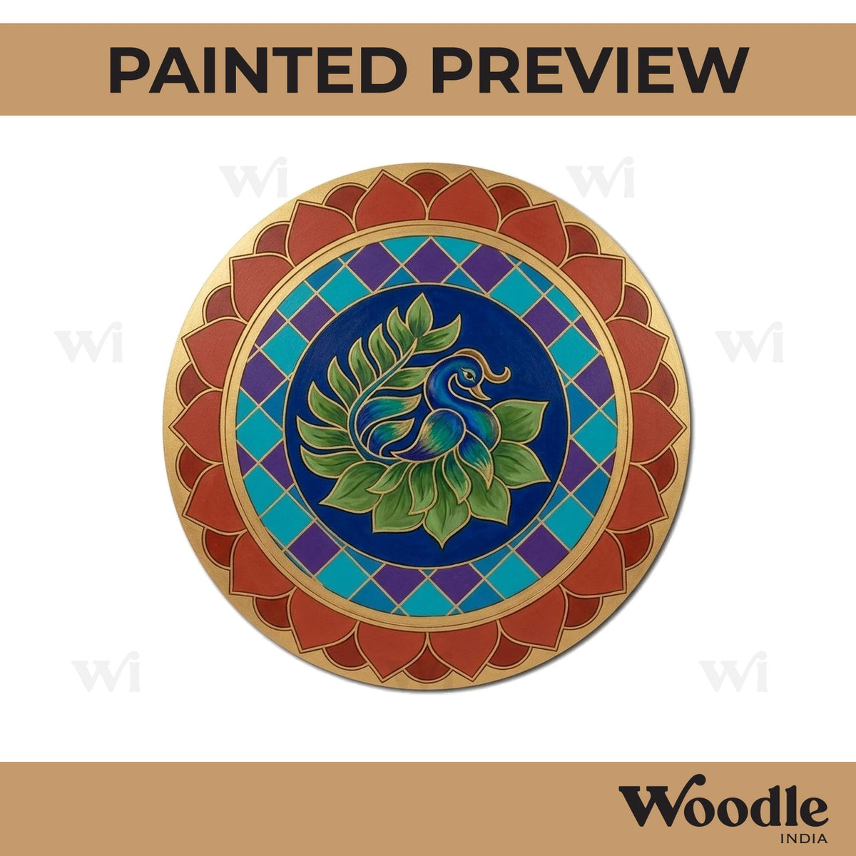 Peacock Mandala Pre Marked Base MDF Design 2