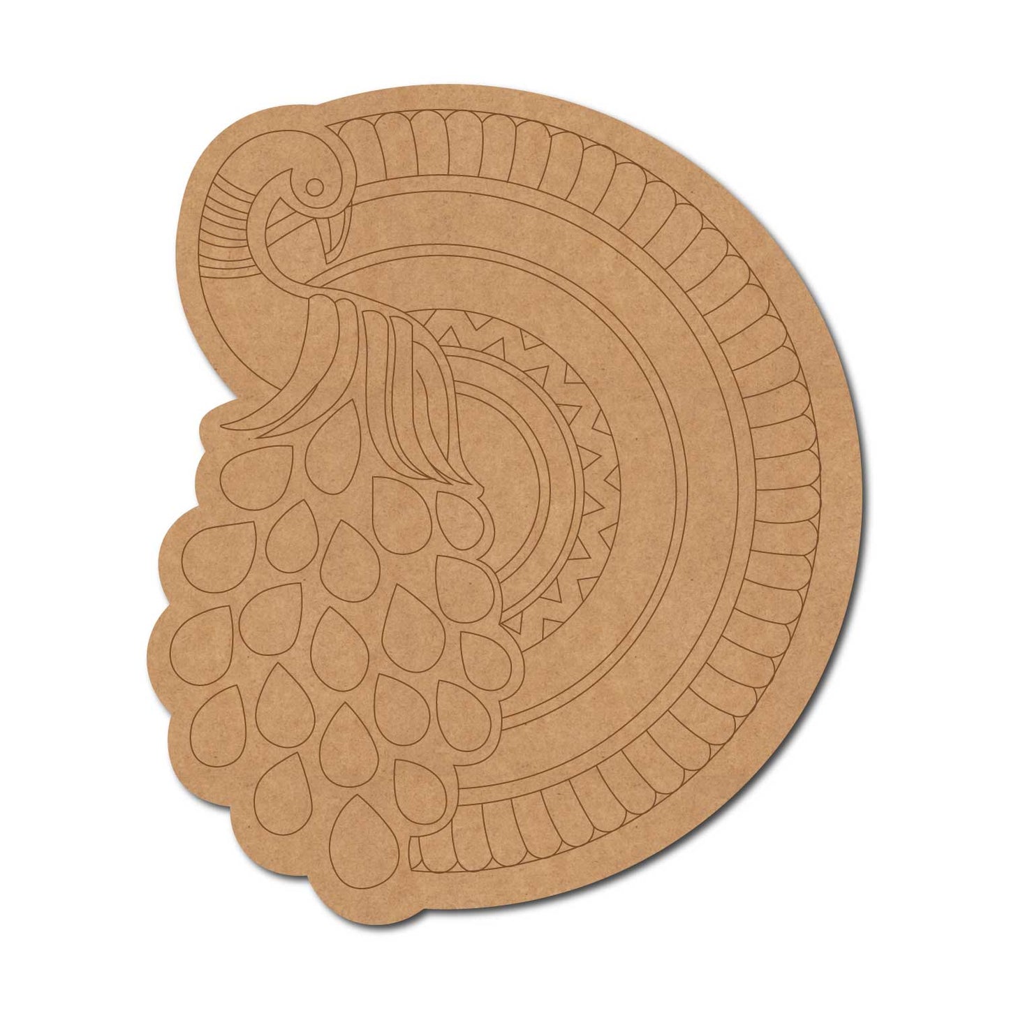 Peacock Mandala Pre Marked Base MDF Design 5