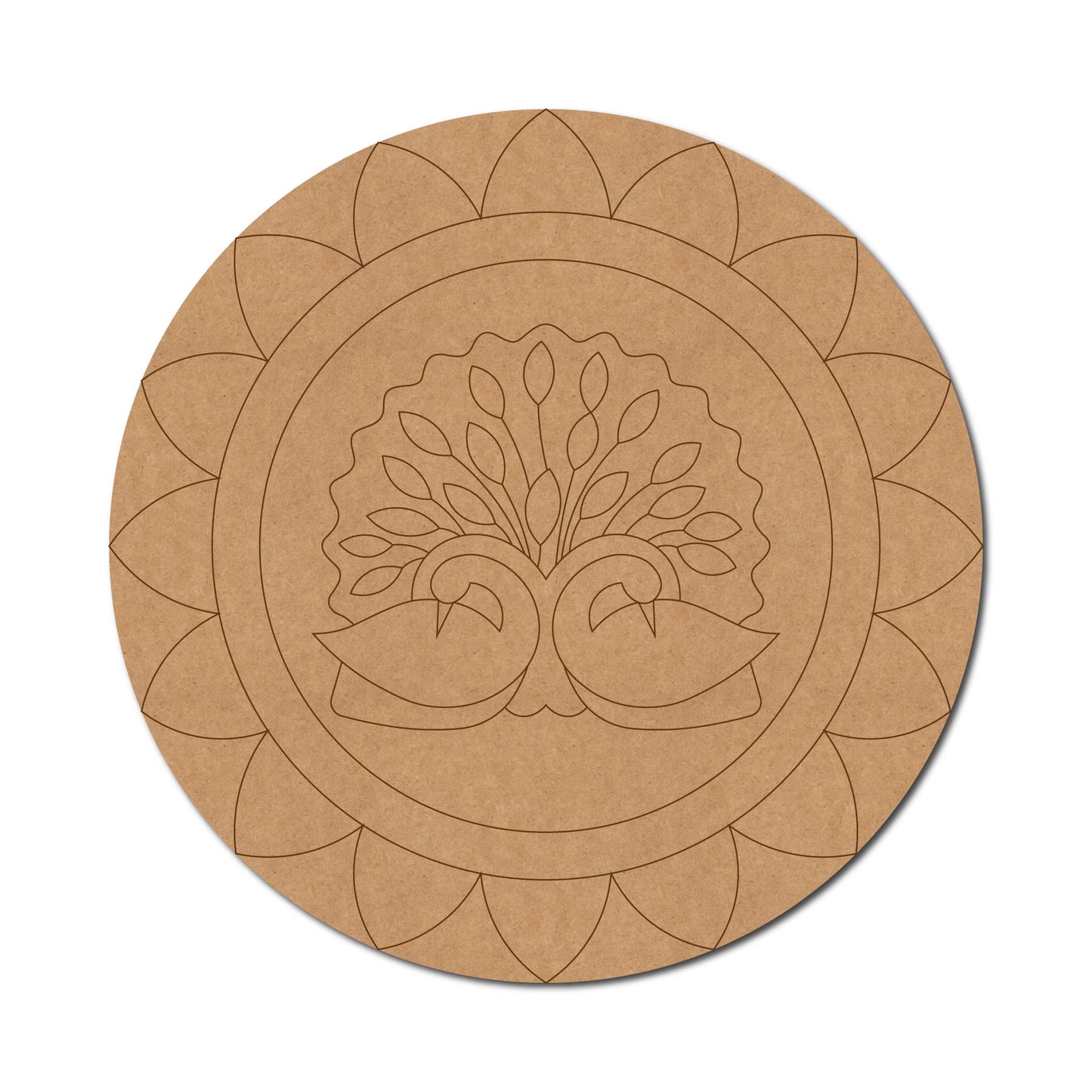 Peacock Mandala Pre Marked Round MDF Design 1