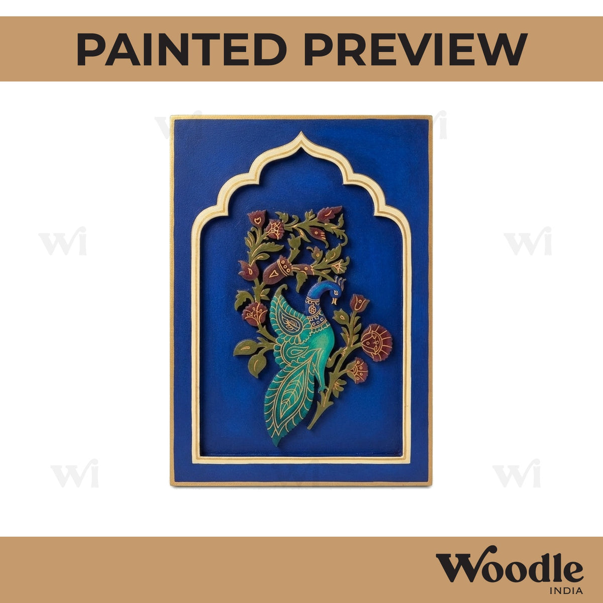 Peacock Motif Jharokha Pre Marked MDF Design 1