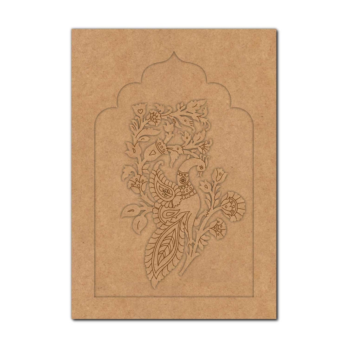 Peacock Motif Jharokha Pre Marked MDF Design 1