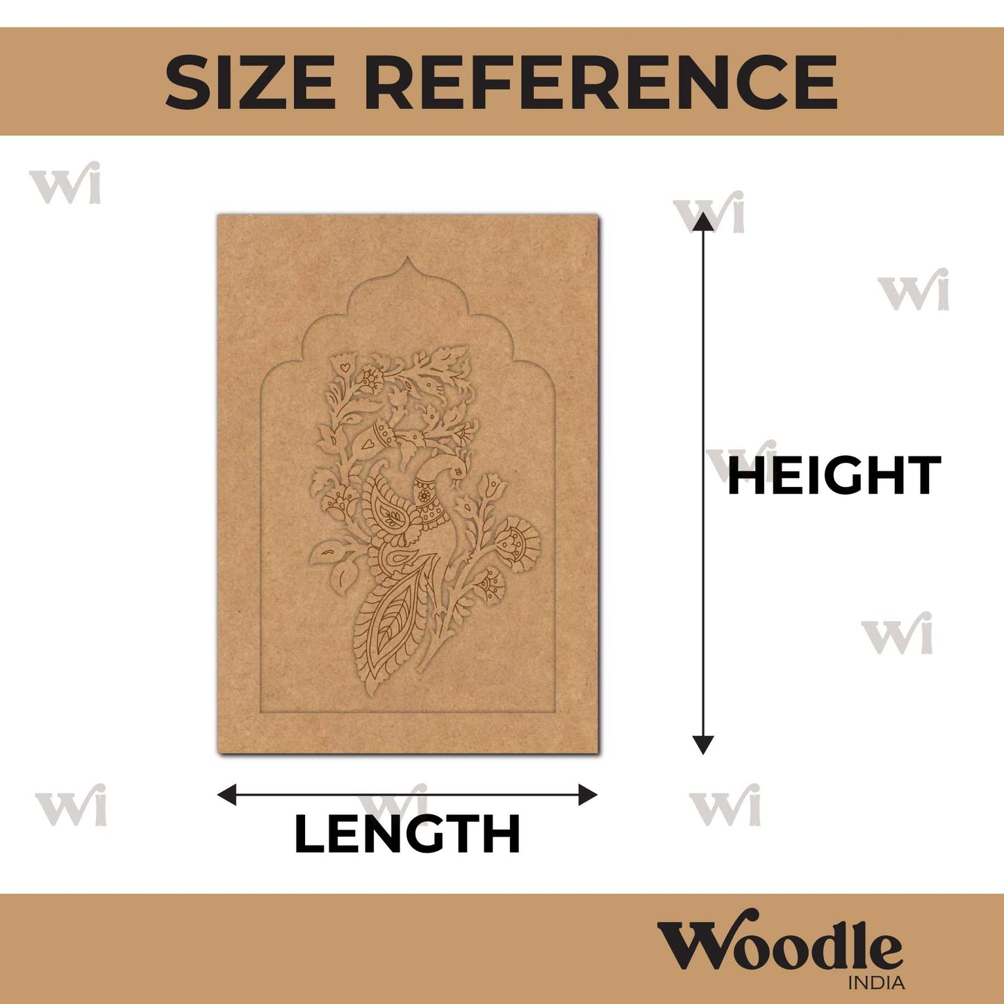 Peacock Motif Jharokha Pre Marked MDF Design 1