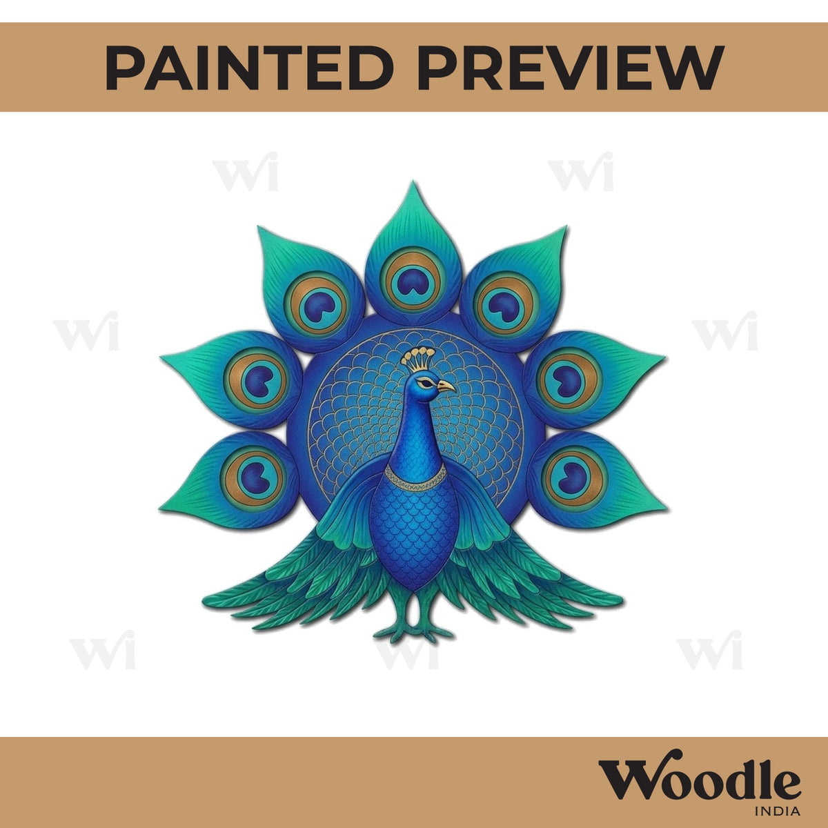Peacock Multiple Diya Tealight Holder Pre Marked Base MDF Design 2