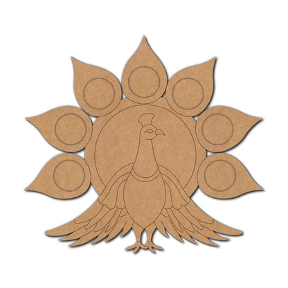 Peacock Multiple Diya Tealight Holder Pre Marked Base MDF Design 2